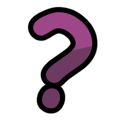 a pink question mark with black outline.